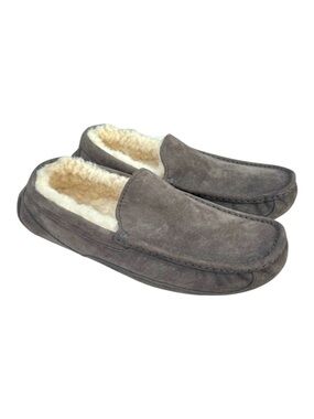UGG Ascot Slipper Grey Suede Shearling Moccasin Mens